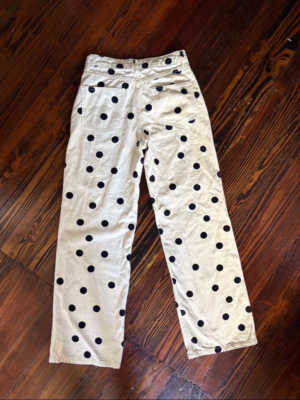 ASOS butter yellow High-Rise Polka Dot Wide-Leg Jeans size 4 - Picture 10 of 10